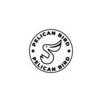 timbro di logo astratto pellicano volante. delineare il design del logo dell'uccello del pellicano