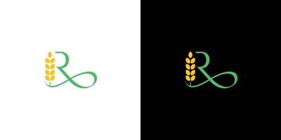 design moderno e professionale del logo della fattoria con iniziali r vettore