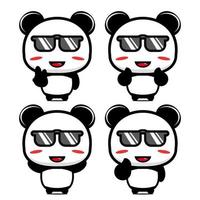 raccolta di set di simpatici design mascotte panda. Isolato su uno sfondo bianco. simpatico personaggio mascotte logo idea bundle concept vettore