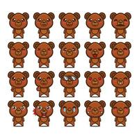 raccolta di set di simpatici personaggi di design mascotte orso. Isolato su uno sfondo bianco. simpatico personaggio mascotte logo idea bundle concept vettore