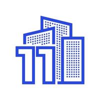 numero 11 con appartamento logo design vettore grafico simbolo icona illustrazione idea creativa