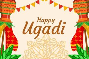 felice ugadi illustrazione sfondo design piatto vettore