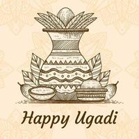 illustrazione disegnata a mano felice dell'ugadi vettore