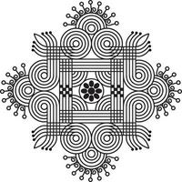 rangoli tradizionali e culturali indiani, alpona, kolam o paisley vector line art. arte bengala india. per la stampa tessile, logo, carta da parati