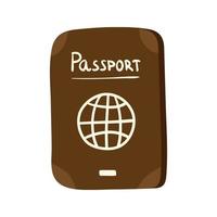 modello di passaporti con carta, documento con semplice icona del globo. articolo turistico, concetto di viaggio. illustrazione di vettore del fumetto piatto isolato colorato.