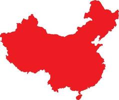 mappa di contorno della repubblica popolare cinese di colore rosso. mappa politica cinese. vettore