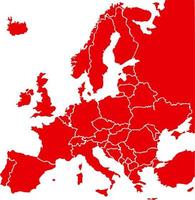 mappa degli stati europei di colore rosso. mappa dell'Europa politica. vettore