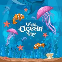 celebrare la colorata giornata mondiale dell'oceano vettore