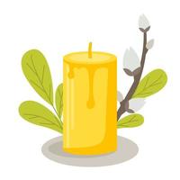 candele con foglie verde salice. illustrazione vettoriale in uno stile piatto isolato su uno sfondo bianco