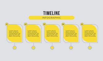 modello di infografica a 5 fasi con scatola di diamanti gialli vettore