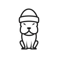 simpatico cane con design del logo del cappello a cuffia, illustrazione dell'icona del simbolo grafico vettoriale idea creativa