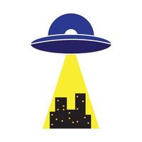 ufo con il disegno grafico dell'illustrazione dell'icona del vettore del simbolo del logo della città