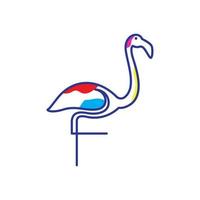 line art colorato uccello astratto fenicottero logo design grafico vettoriale simbolo icona illustrazione idea creativa
