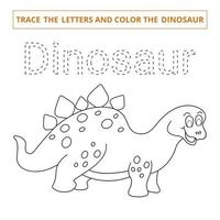 traccia le lettere e colora il dinosaur.game per bambini. vettore