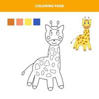pagina da colorare per bambini con simpatica giraffa. vettore
