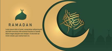 modello di sfondo banner ramadan con luna crescente. modello di biglietto di auguri o banner kareem ramadan vettore