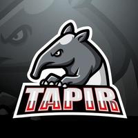 design del logo esport della mascotte del tapiro vettore