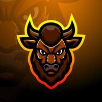design del logo esport della mascotte della testa di bisonte vettore