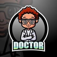 design del logo esport della mascotte del medico vettore