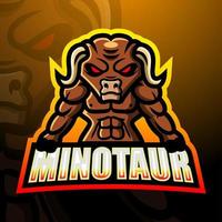 minotauro mascotte esport logo design vettore