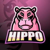 design del logo esport della mascotte dell'ippopotamo vettore