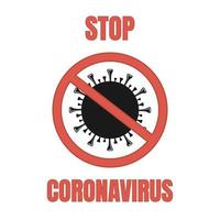 fermare il simbolo di divieto del coronavirus. concetto di fine pandemia. vettore