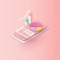 analisi aziendale sul telefono rosa dati in crescita pfofit finance concept plan vettore