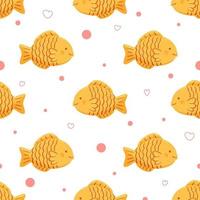 carino modello vettoriale senza soluzione di continuità con taiyaki dolce giapponese a forma di pesce