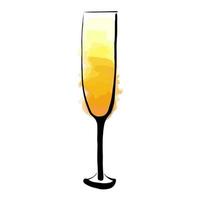 bicchiere astratto di champagne in stile cartone animato isolato su sfondo bianco vettore