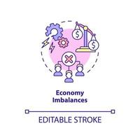 icona del concetto di squilibri economici. crisi finanziaria. economia di mercato contro idea astratta linea sottile illustrazione. disegno di contorno isolato. tratto modificabile. arial, una miriade di caratteri pro-grassetto utilizzati vettore