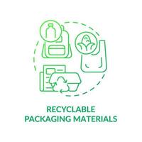 icona del concetto di materiali di imballaggio riciclabili. cura dell'ambiente. riduzione della quantità di immondizia non riciclabile idea astratta linea sottile illustrazione. disegno a colori di contorno isolato vettoriale