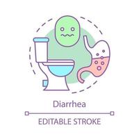 icona del concetto di diarrea. illustrazione al tratto sottile dell'idea di vomito. sintomo di intossicazione alimentare. malattia di origine alimentare. indigestione. problema digestivo. disegno di contorno isolato vettoriale. tratto modificabile vettore