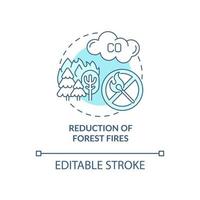 icona del concetto di riduzione degli incendi boschivi. illustrazione di linea sottile di idea astratta di iniziativa comune. gestione forestale. combustione di biomassa. disegno a colori di contorno isolato vettoriale. tratto modificabile vettore