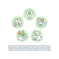 Icone della linea di concetto di protezione dell'ambiente con testo. modello vettoriale di pagina ppt con spazio di copia. brochure, rivista, elemento di design della newsletter. illustrazioni lineari di riciclaggio dei rifiuti su bianco