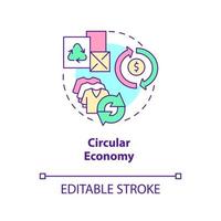 icona del concetto di economia circolare. affrontare il riscaldamento globale. modelli economici idea astratta linea sottile illustrazione. disegno di contorno isolato. tratto modificabile. arial, una miriade di caratteri pro-grassetto utilizzati vettore