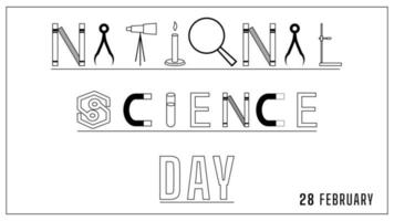 28 febbraio, illustrazione vettoriale della giornata nazionale della scienza.