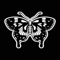 farfalla in bianco e nero disegnato a mano stile per adesivi tatuaggio ecc. vettore premium