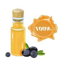 brocca di vetro. stile cartone animato. olio d'oliva naturale. vettore