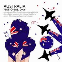 buona giornata nazionale australia. banner, biglietto di auguri, design volantino. disegno del modello di poster vettore