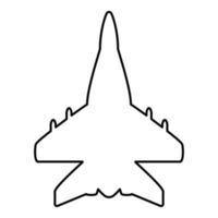 jet aereo da combattimento reattivo ricerca militare contorno linea di contorno icona colore nero illustrazione vettoriale immagine sottile stile piatto