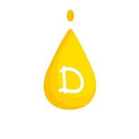 vitamina D. goccia d'olio gialla con lettera. vettore