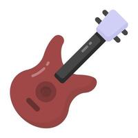 una chitarra, icona di uno strumento musicale in design piatto vettore