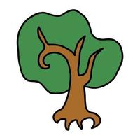 albero di doodle del fumetto isolato su priorità bassa bianca. vettore