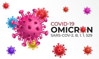 variante omicron dell'illustrazione del coronavirus covid-19 su sfondo isolato vettore