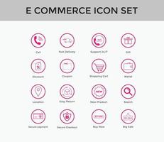 set di icone della linea di e-commerce icona dello shopping online set tratto modificabile vettore