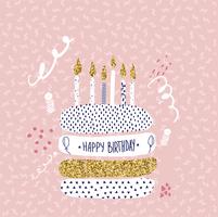 auguri di buon compleanno design con torta e candele vettore
