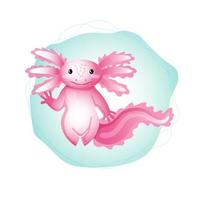 carino axolotl, ambystoma mexicanum, illustrazione vettoriale in stile cartone animato. axolotl rosa amichevole. logo in stile cartone animato alla moda.
