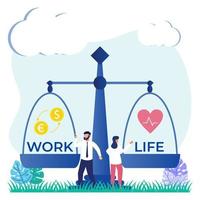 illustrazione grafica vettoriale personaggio dei cartoni animati di equilibrio tra lavoro e vita privata