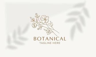 logo disegnato a mano di elemento floreale botanico con fiori selvatici e foglie. logo per spa e salone di bellezza, boutique, negozio biologico, matrimonio, designer floreale, interni, fotografia, cosmetici. vettore