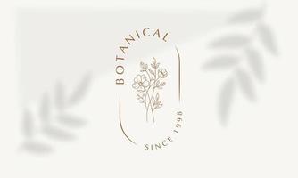 logo disegnato a mano di elemento floreale botanico con fiori selvatici e foglie. logo per spa e salone di bellezza, boutique, negozio biologico, matrimonio, designer floreale, interni, fotografia, cosmetici. vettore